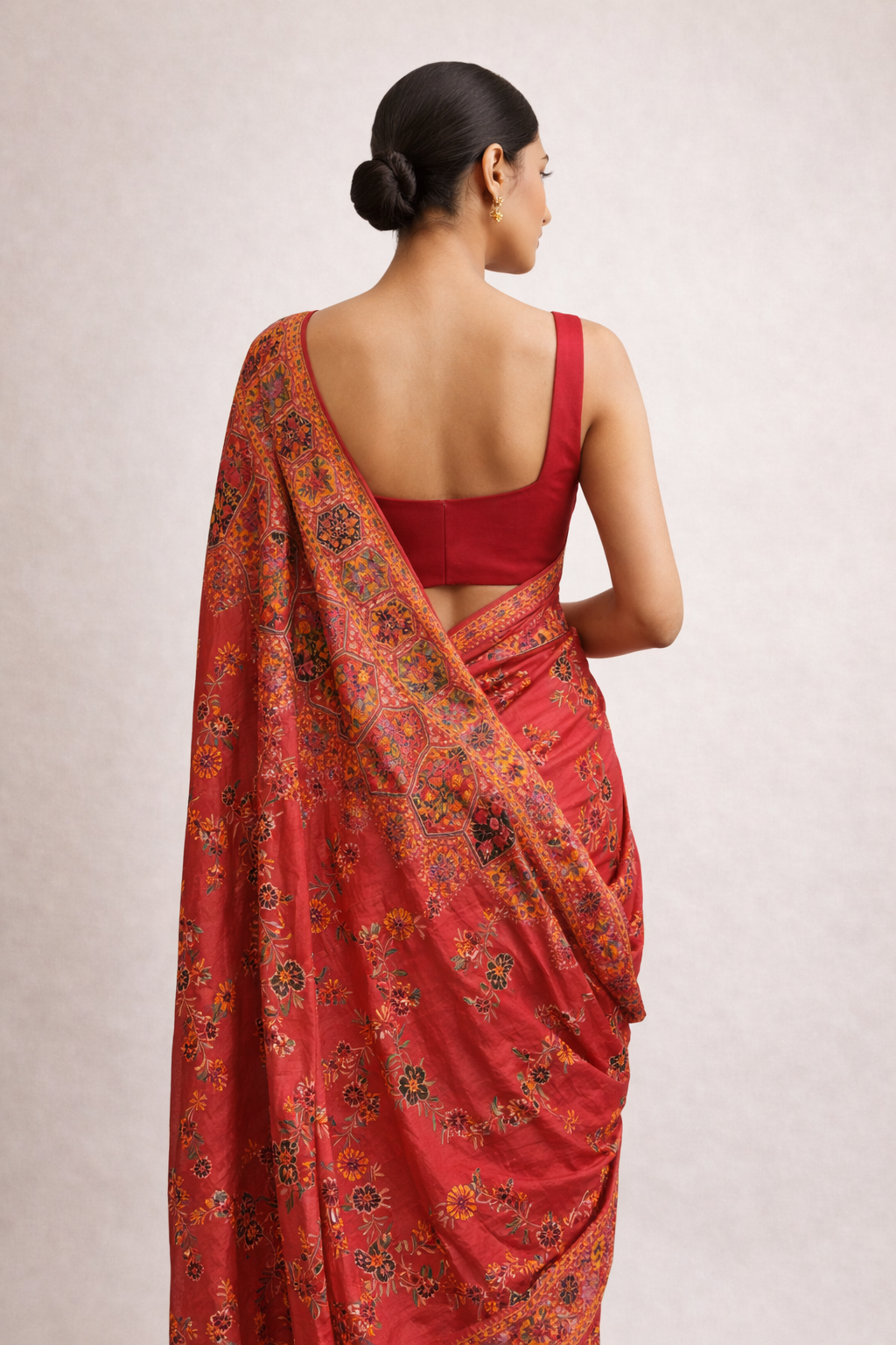 Crimson Red Embroidered Saree