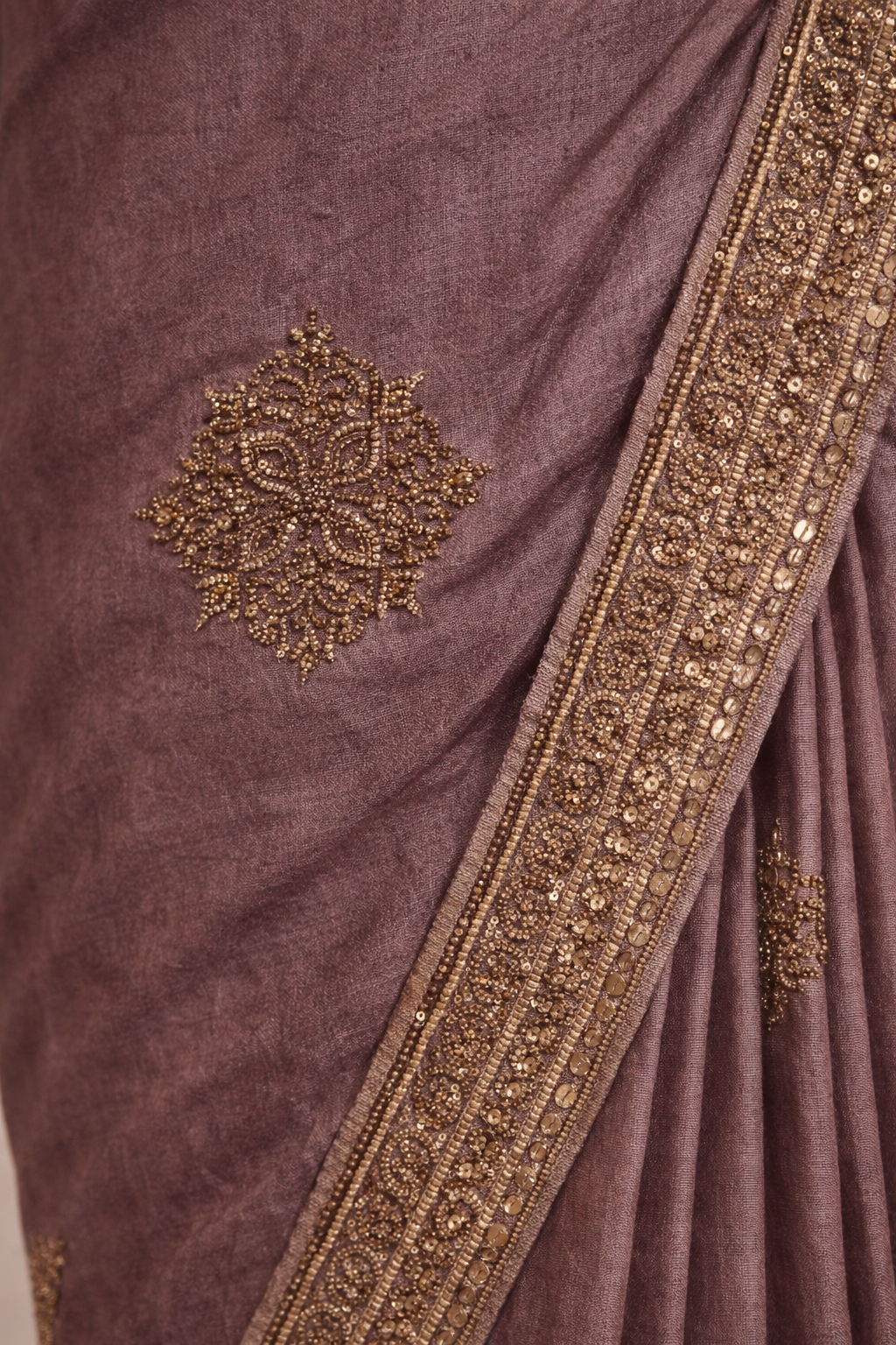 Cocoa Brown Embroidered Border Saree