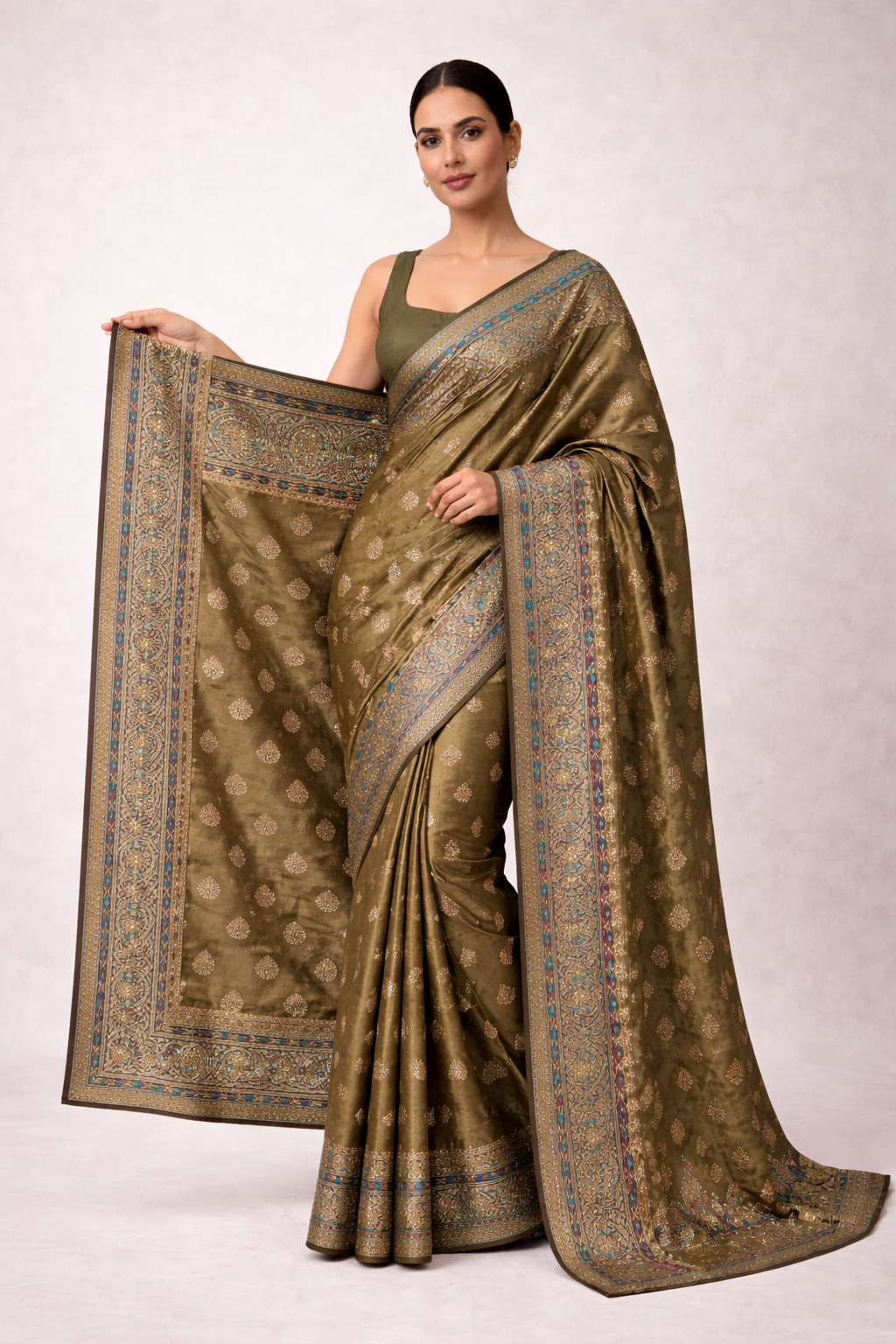 Olive Gold Heritage Saree