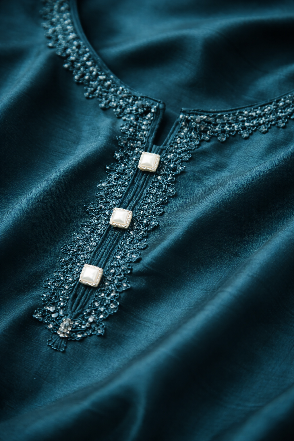 Emerald Teal Satin Suit Set