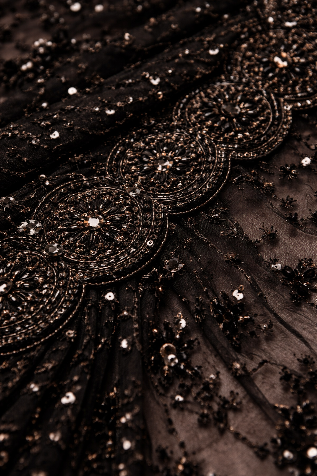 Midnight Black Sequin Designer Net Saree