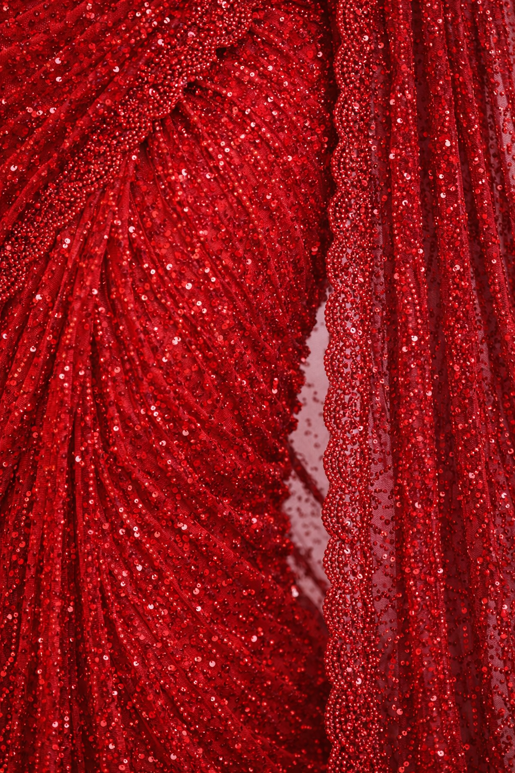 Red Sequin Saree with Heavy Embellished Blouse