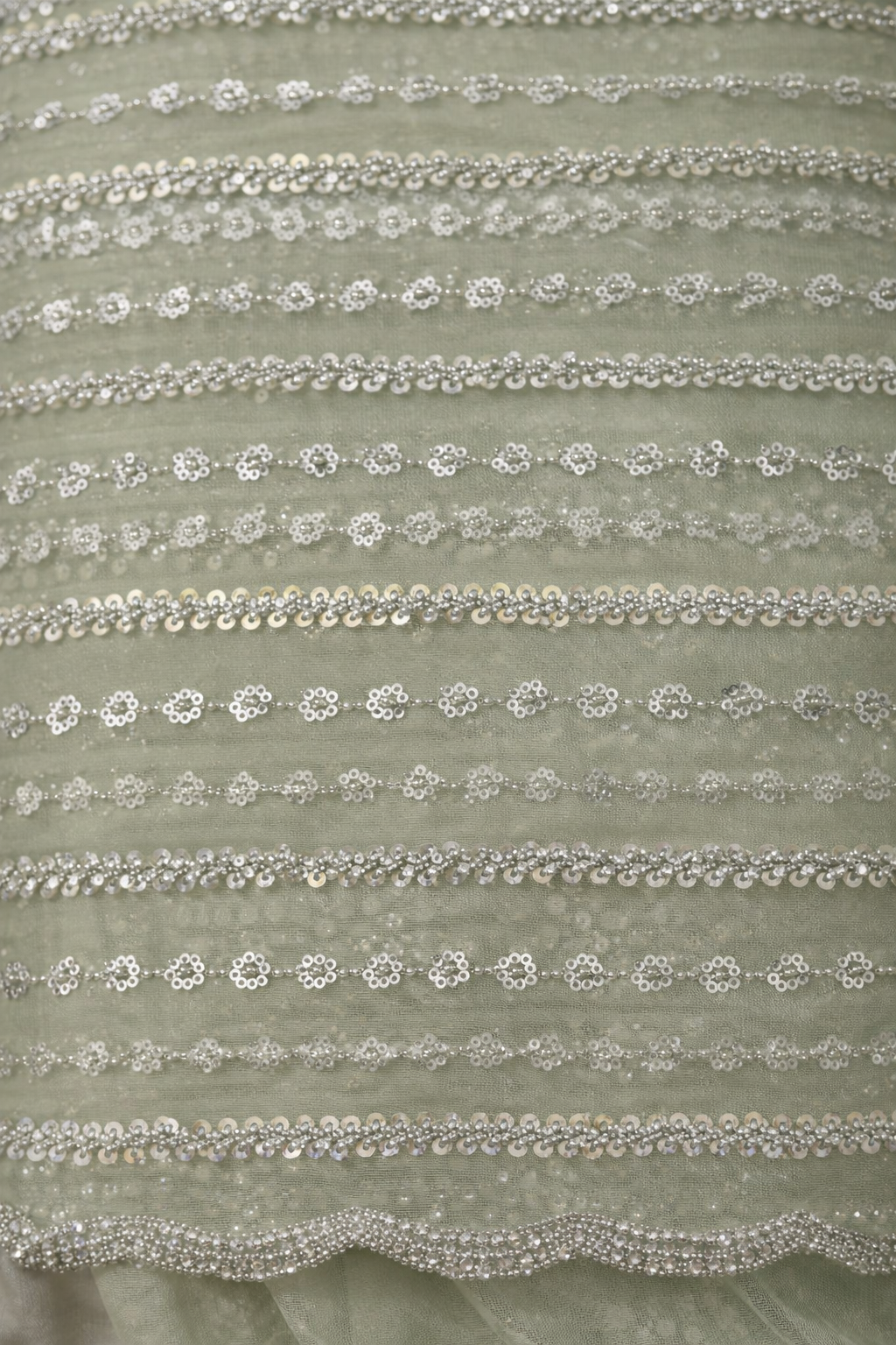 Sage Green Sequin Saree with Embellished Blouse