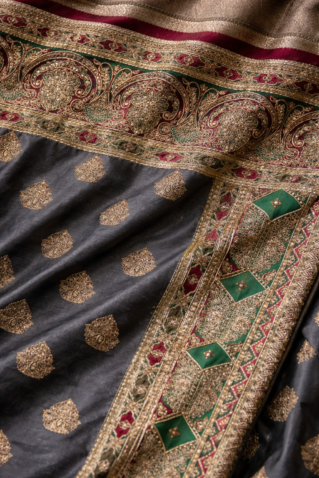 Steel Grey Traditional Zari Saree
