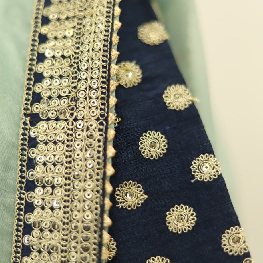 Green art silk saree with Zari weaving