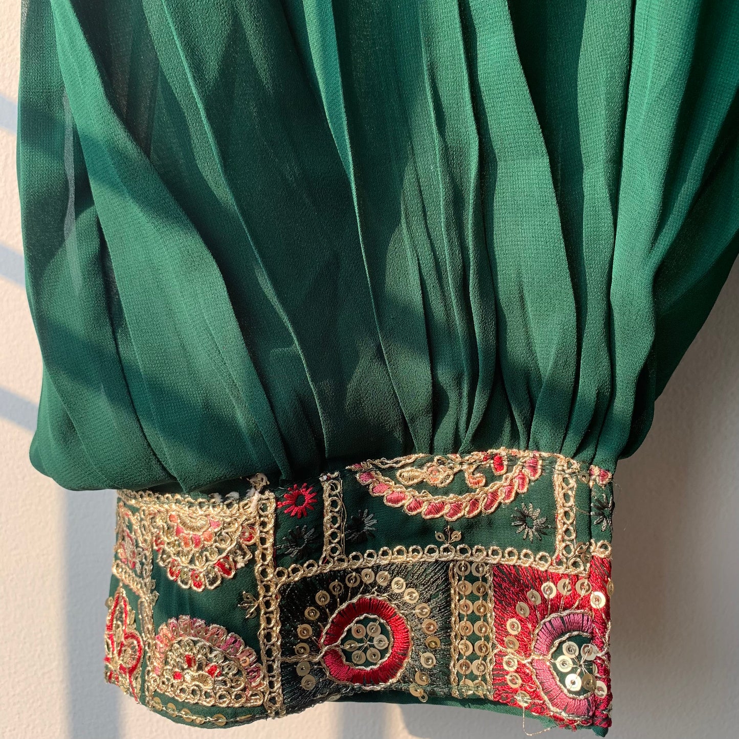 Bottle Green Viscose Georgette Kurta Set