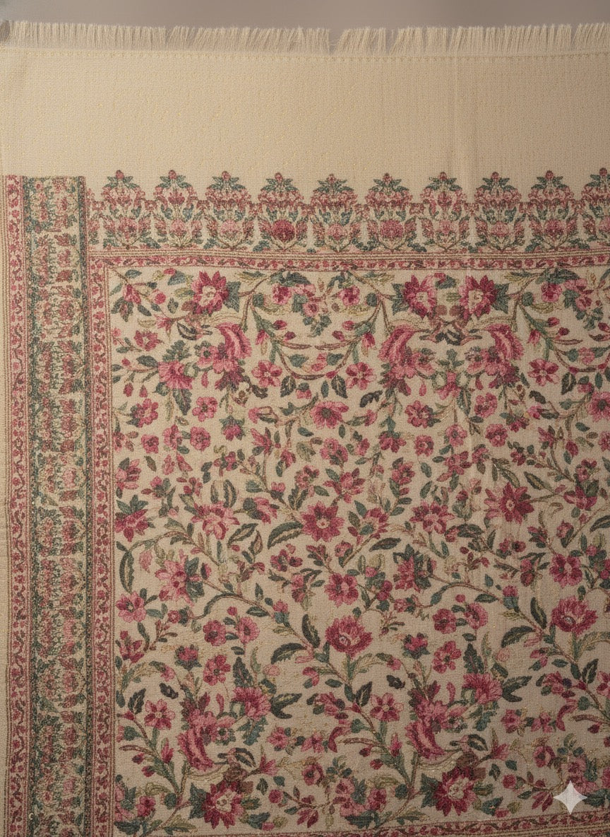 Kashmiri Bloom Shawl – Tradition Draped in Soft Elegance