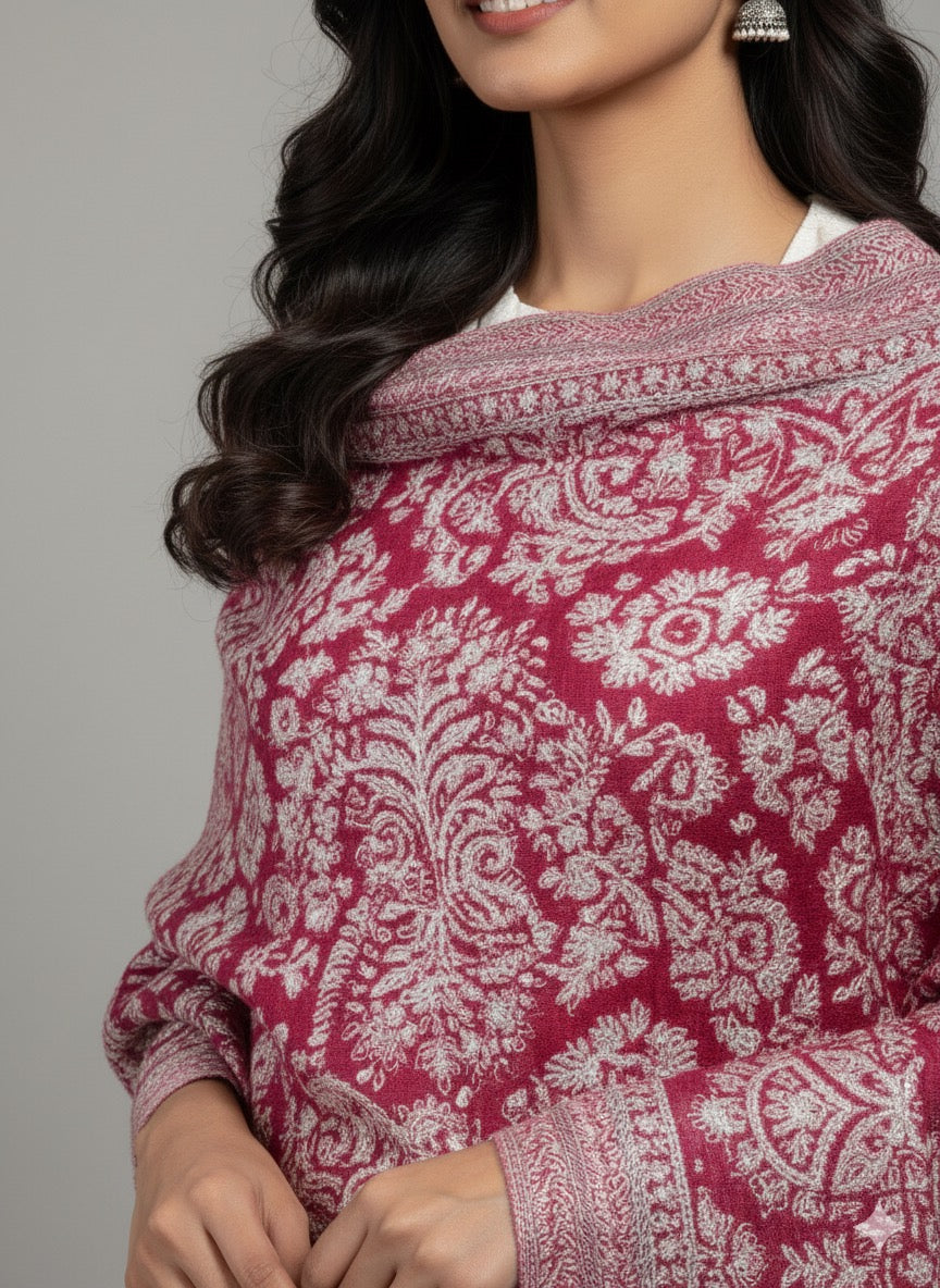 Rosewood Heritage Jacquard Winter Shawl