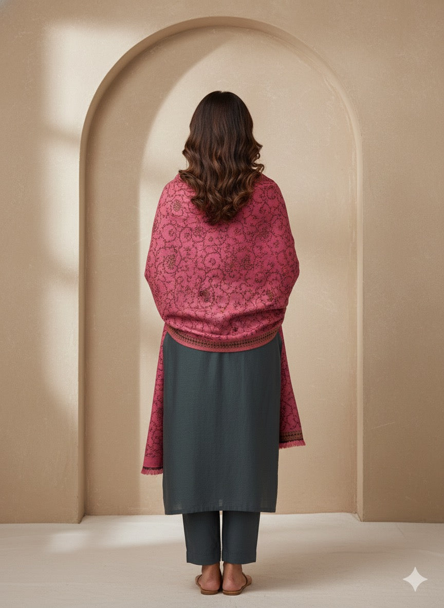 Blush Rose Jacquard Shawl