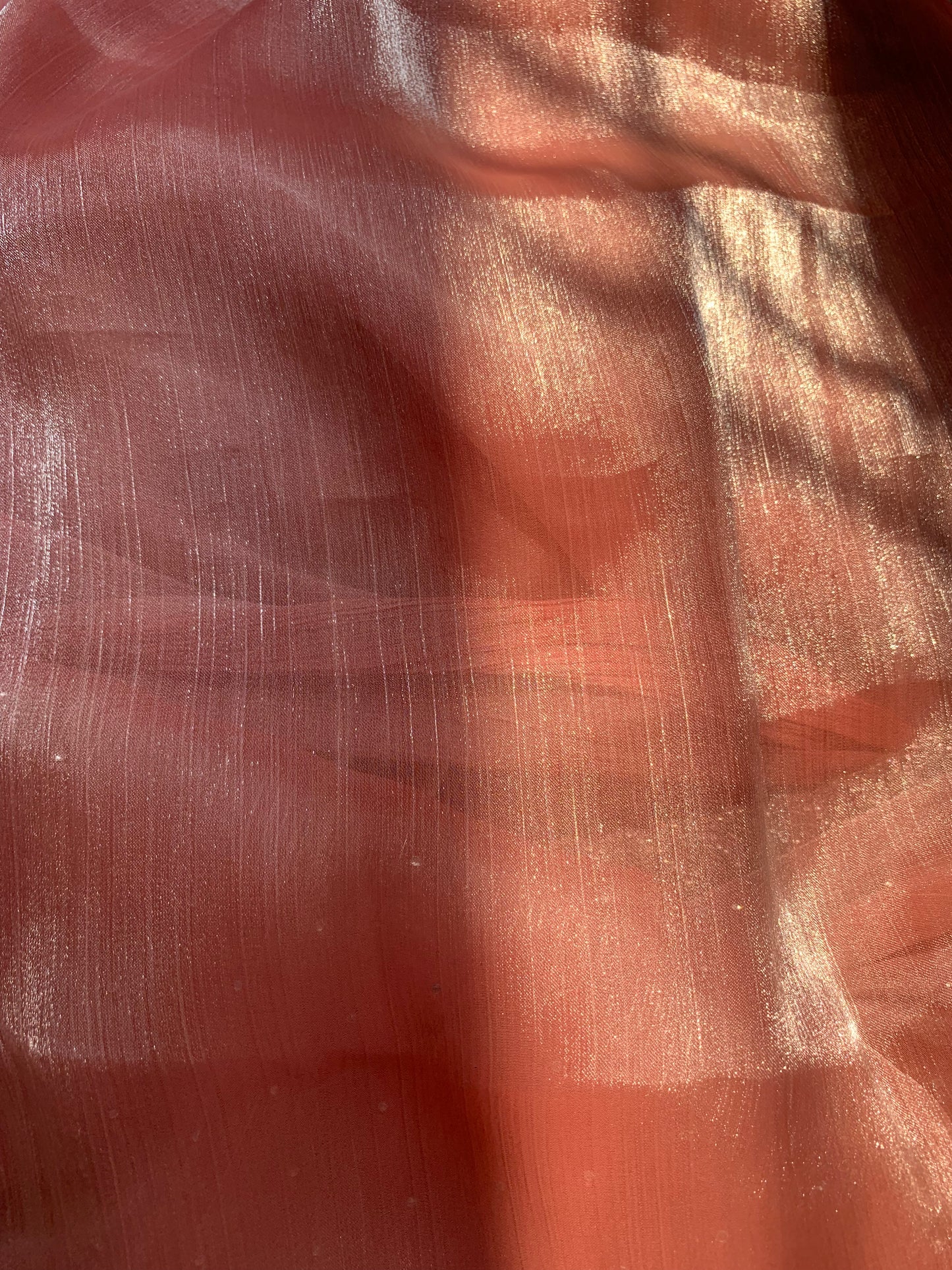 Pink Glass Tissue Saree With Sequin Work Border And Unstitched Blouse Piece