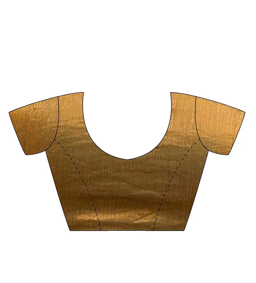 Gold Solid Silk Blend Saree with Unstitched Blouse