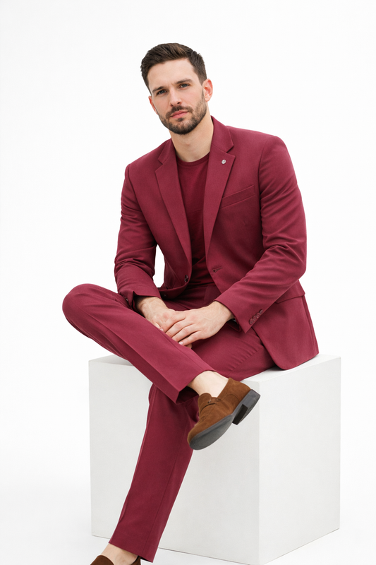Burgundy Soft-Tailored Suit Set
