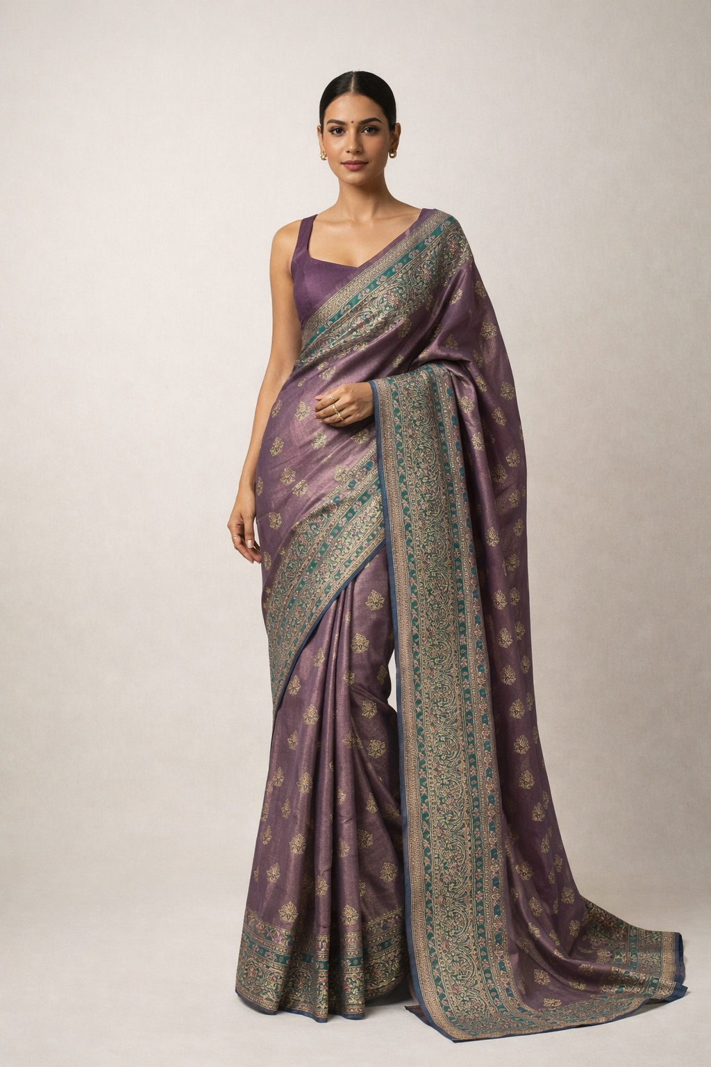 Royal Mauve Traditional Zari Saree