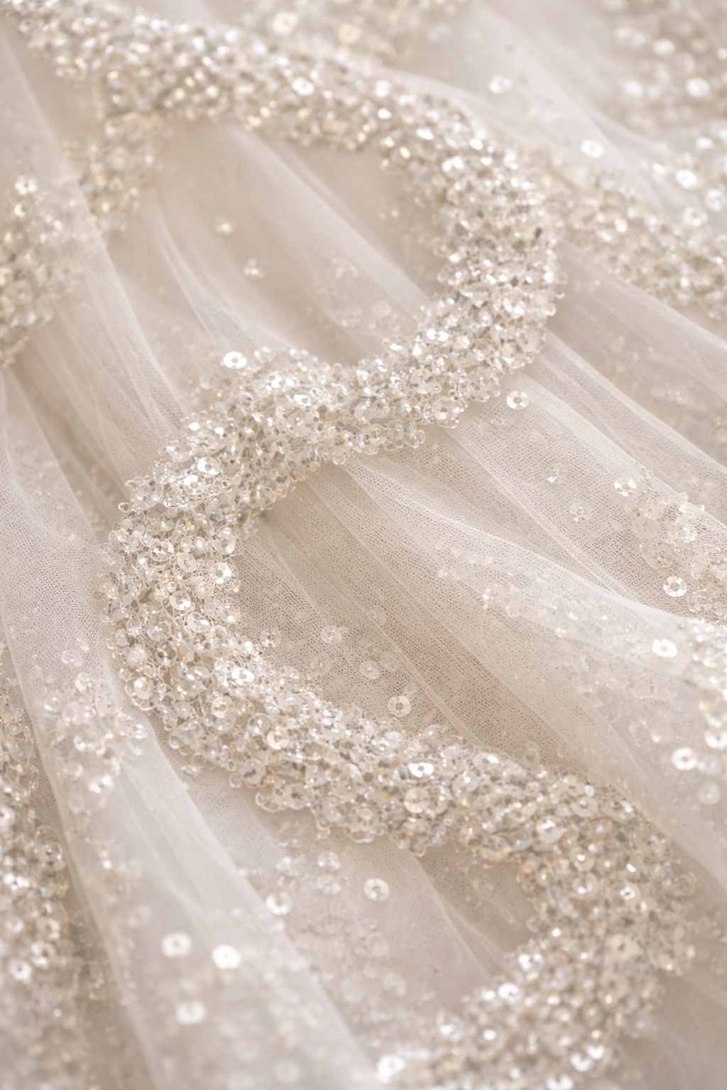 Ivory Sequin Wave Saree