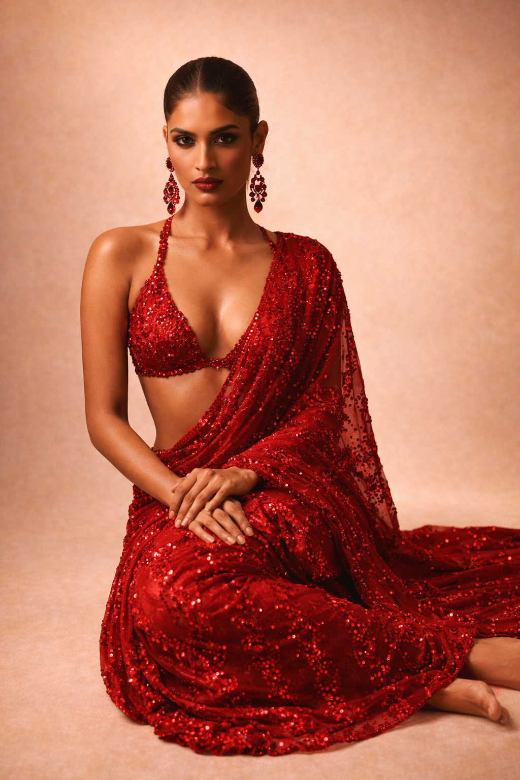 The Statement Red Sequin Saree