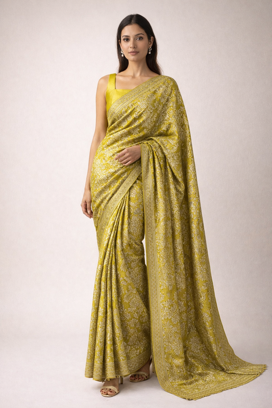 Mustard Yellow Festive Brocade Saree