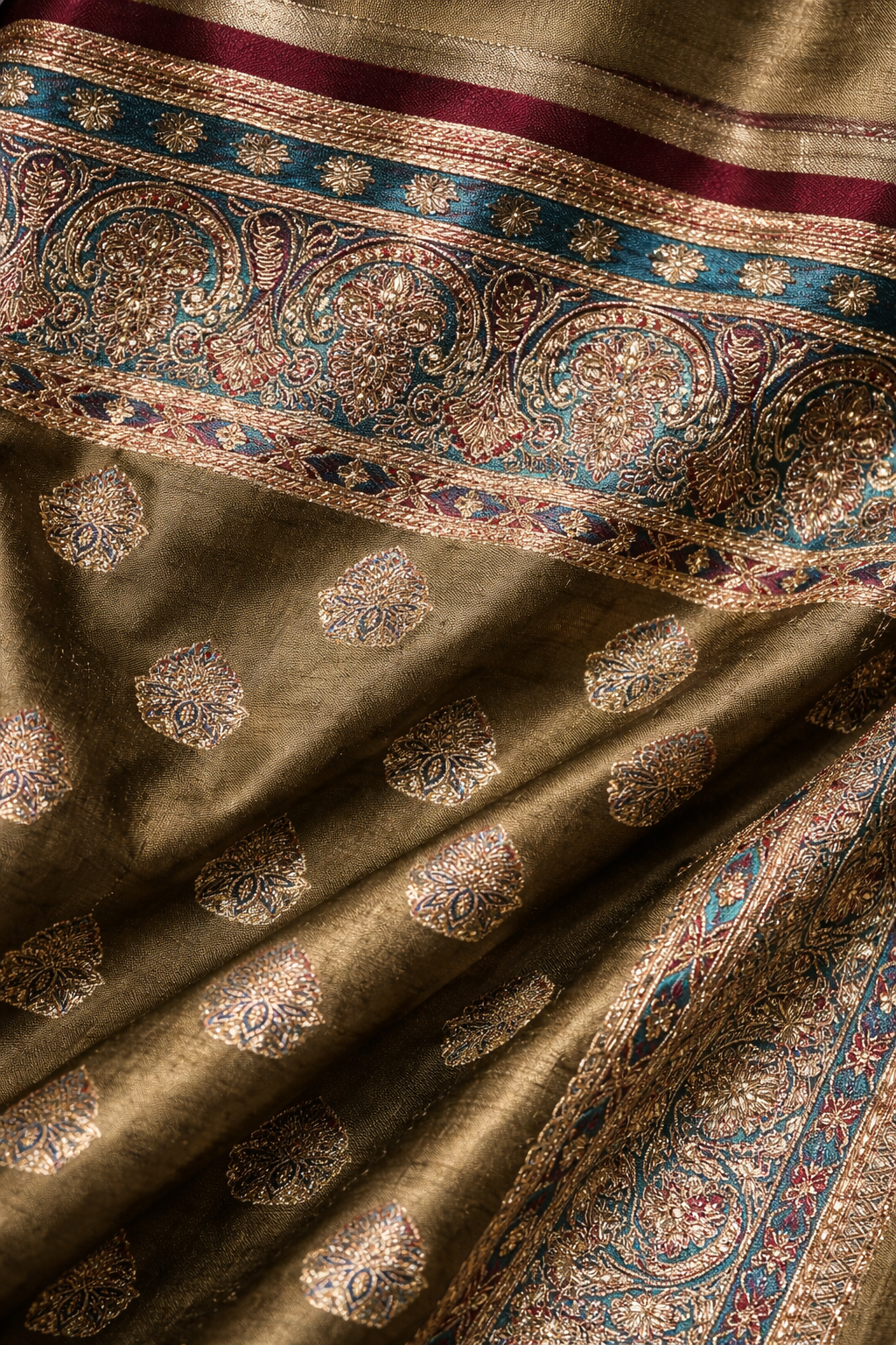 Olive Gold Heritage Saree
