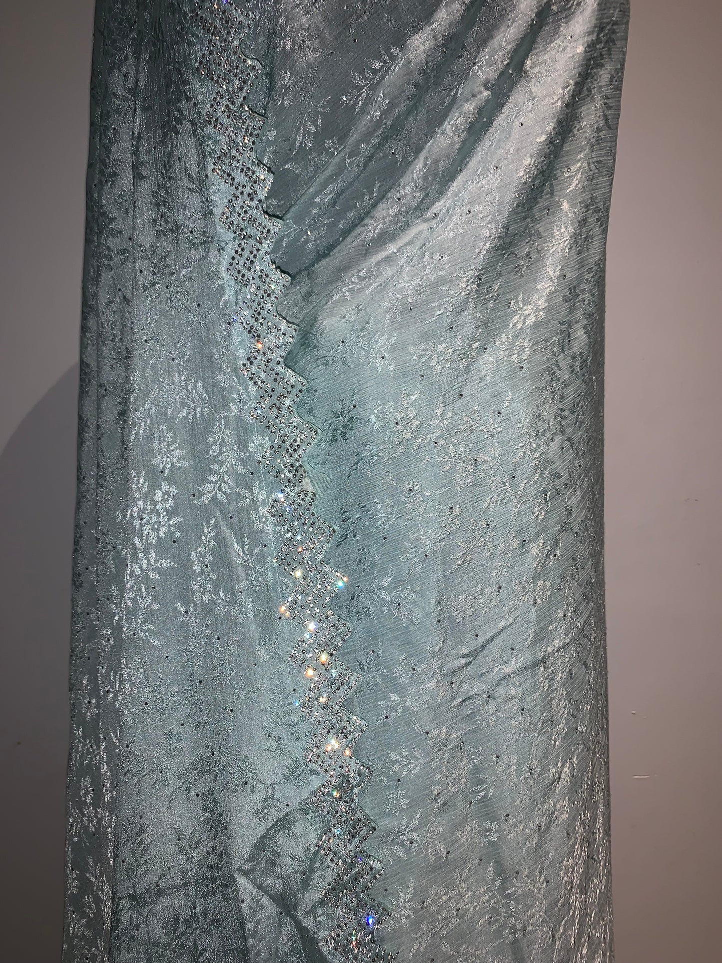 Sky Blue Jacquard Chiffon Saree