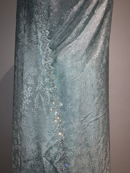 Sky Blue Jacquard Chiffon Saree