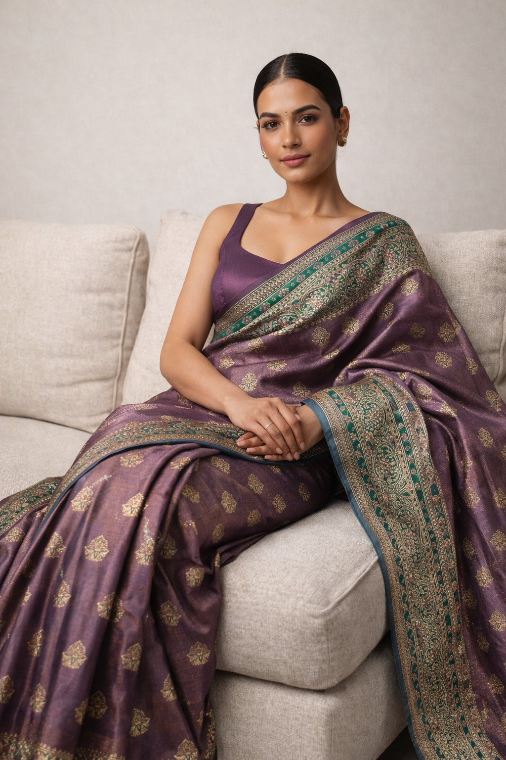Royal Mauve Traditional Zari Saree