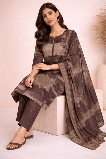 Mocha Bloom 3-Piece Suit Set