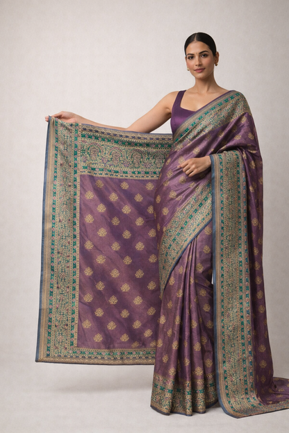 Royal Mauve Traditional Zari Saree