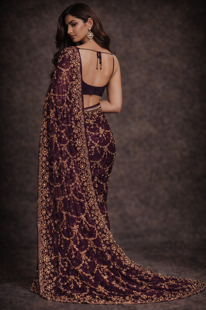 Regal Amethyst Embellished Saree