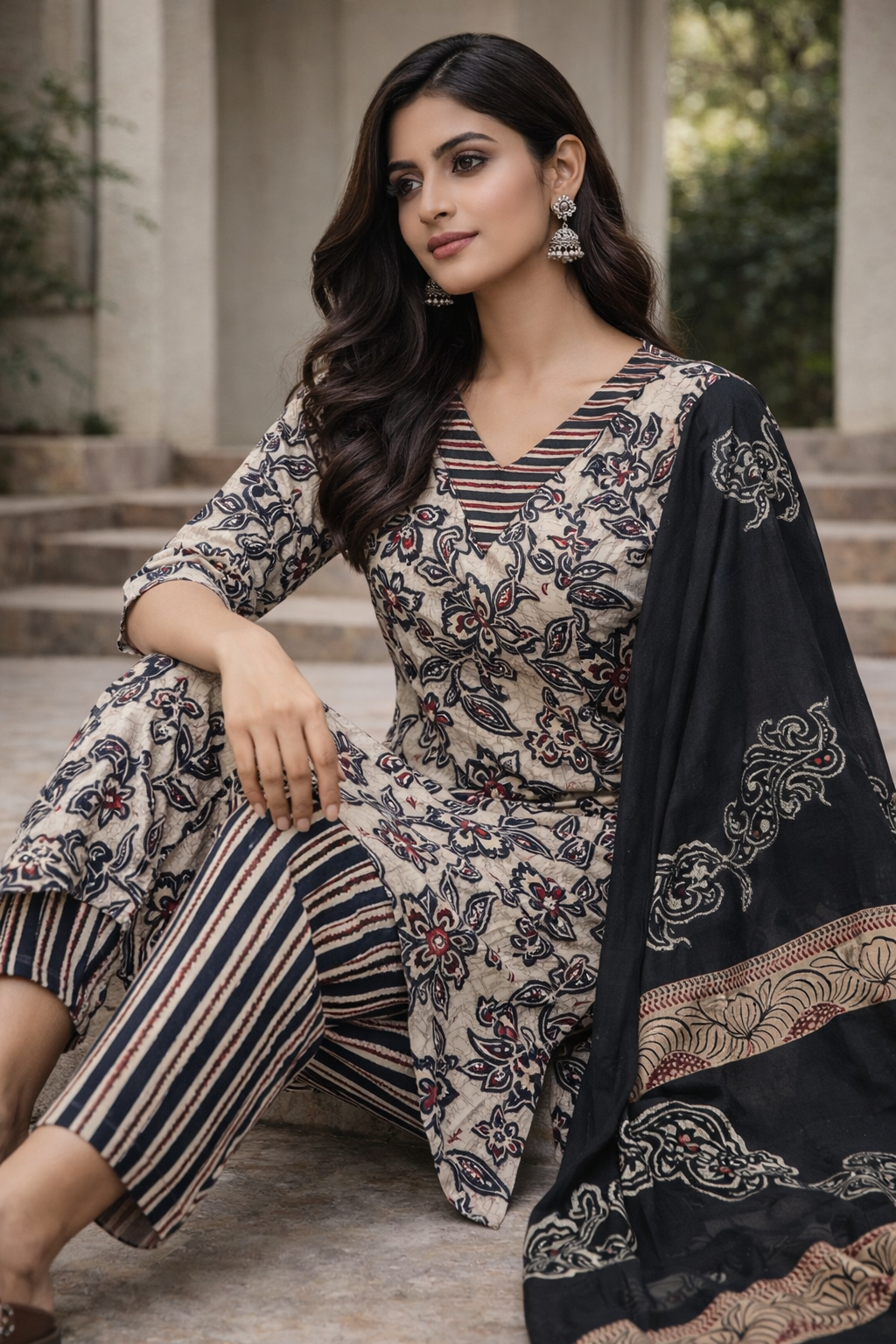 Ivory Heritage Floral 3-Piece Suit Set