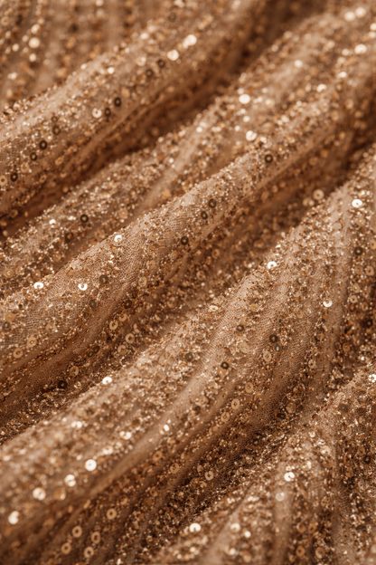 Champagne Sequin Halter Saree