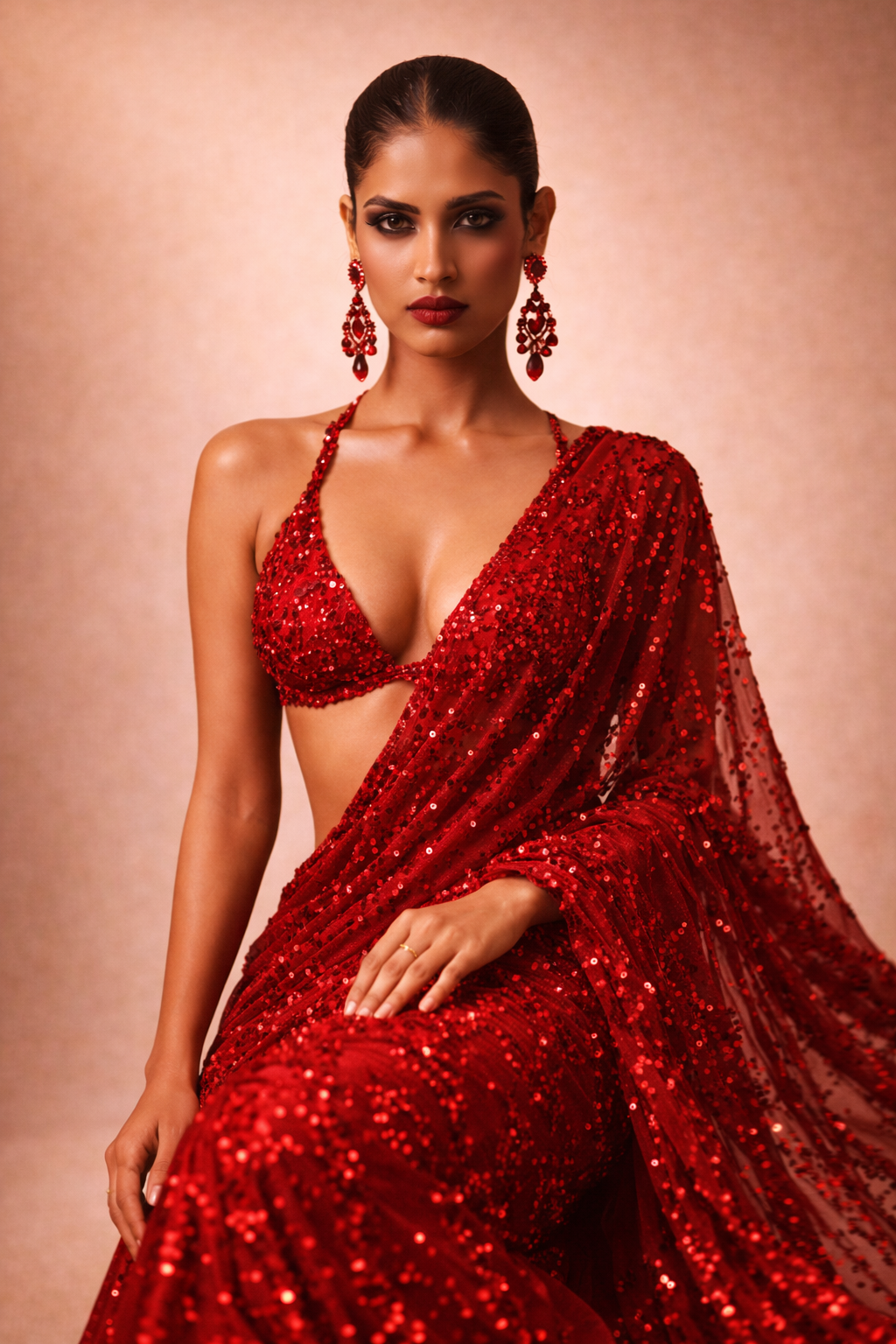 The Statement Red Sequin Saree