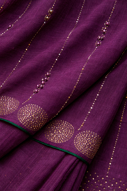 Plum Purple Embellished Saree