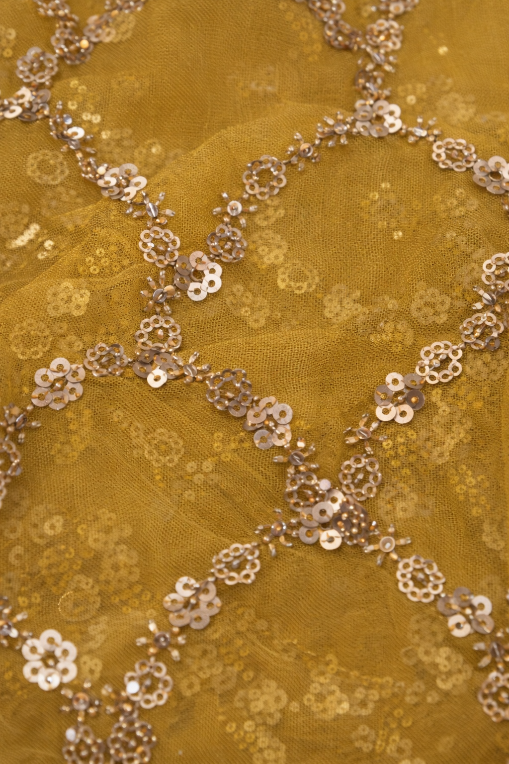 Golden Radiance Sequin Net Saree