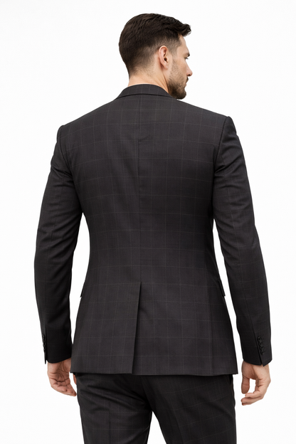 Charcoal Windowpane Tailored Blazer