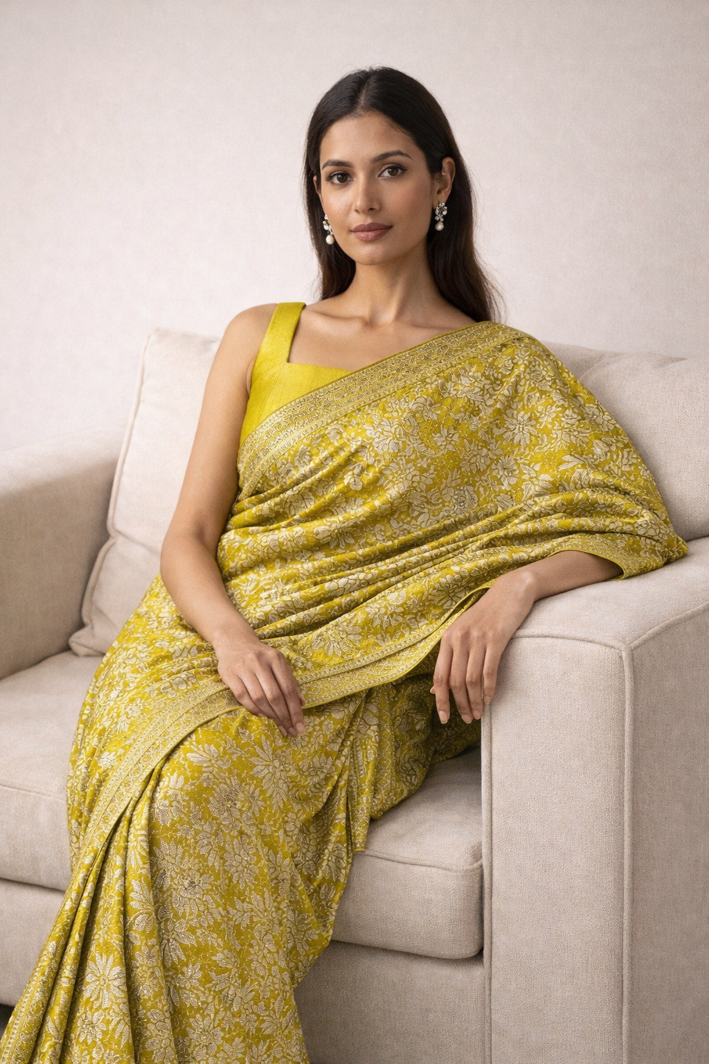 Mustard Yellow Festive Brocade Saree