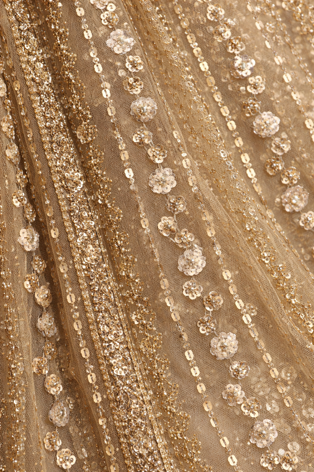 Champagne Gold Sequin Saree Set