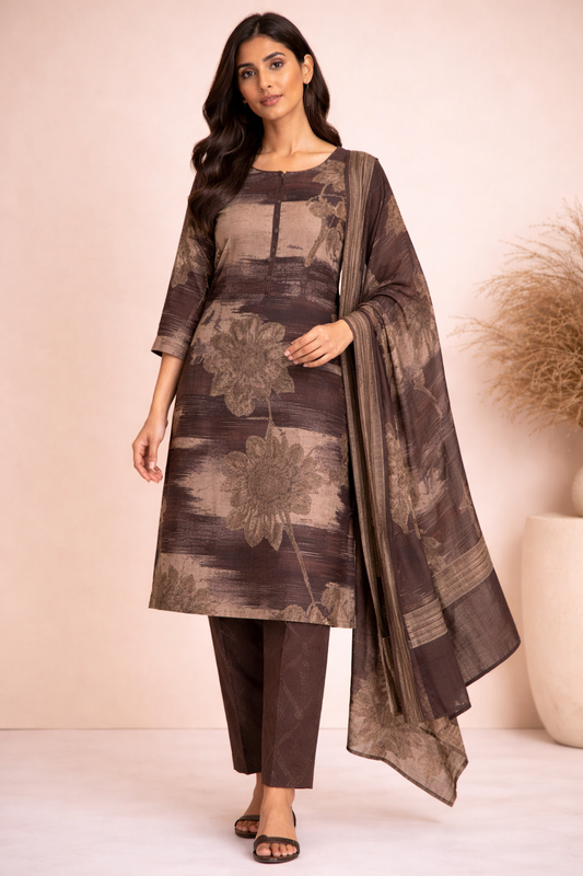 Mocha Bloom 3-Piece Suit Set