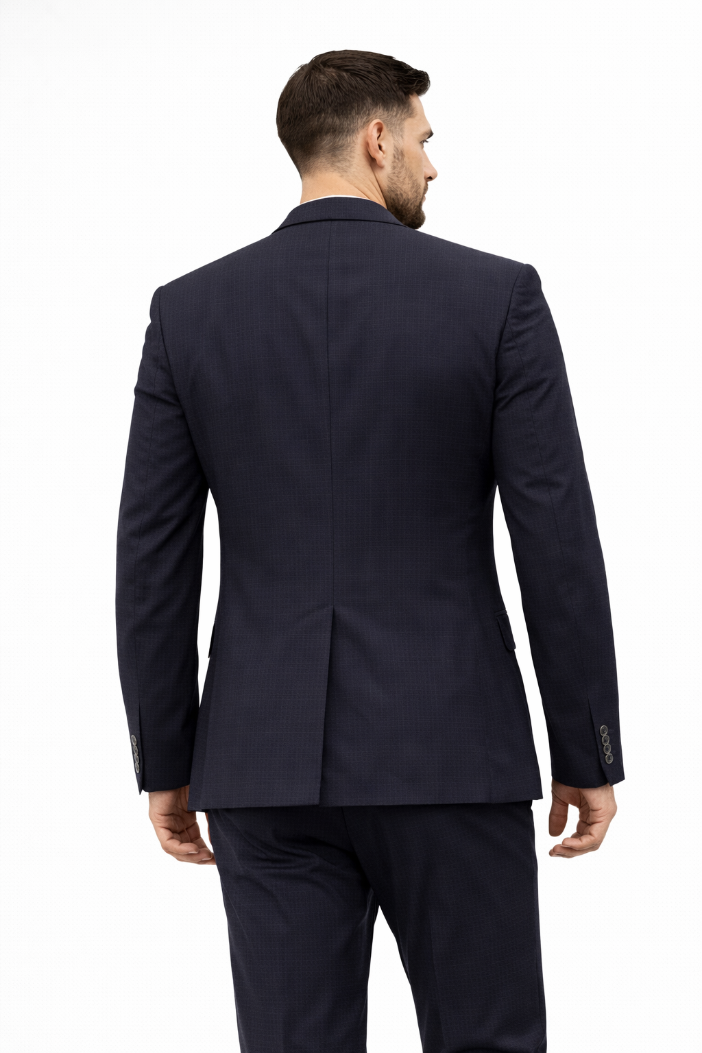 Navy Checkered Tailored Blazer