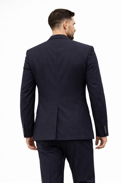 Navy Checkered Tailored Blazer