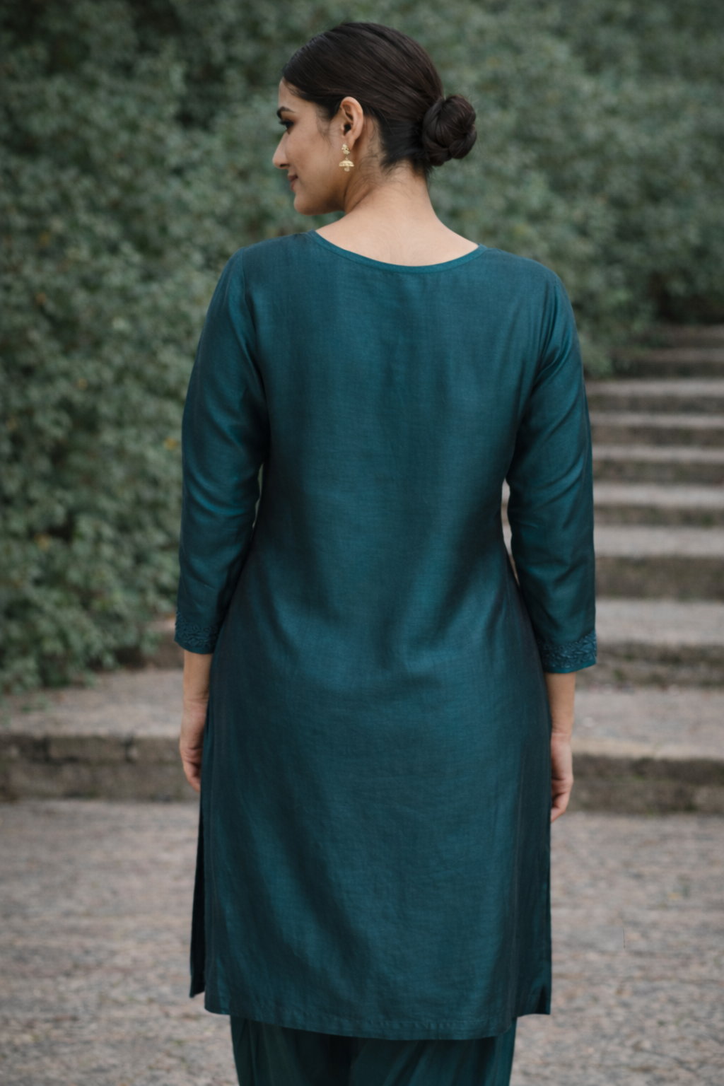 Emerald Teal Satin Suit Set