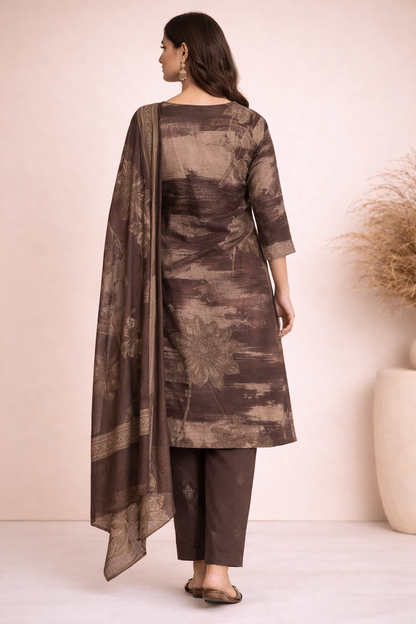 Mocha Bloom 3-Piece Suit Set