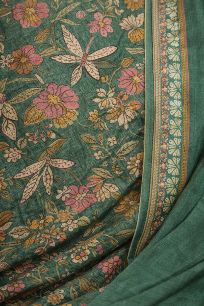 Green Printed Suit Set with Dupatta