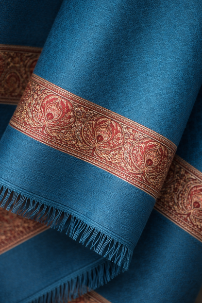 Teal Heritage Border Shawl