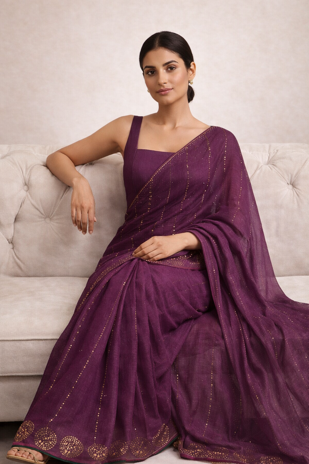 Plum Purple Embellished Saree
