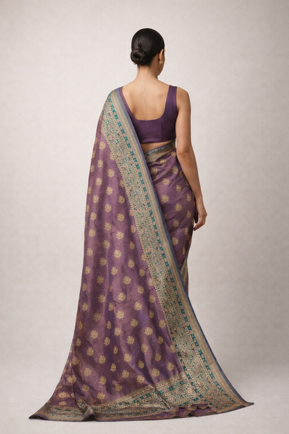 Royal Mauve Traditional Zari Saree