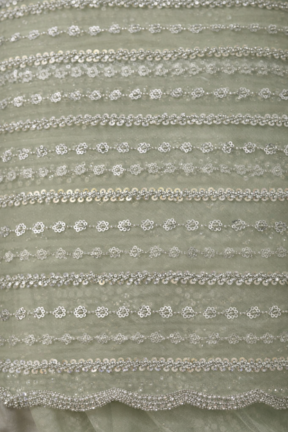 Sage Green Sequin Saree with Embellished Blouse