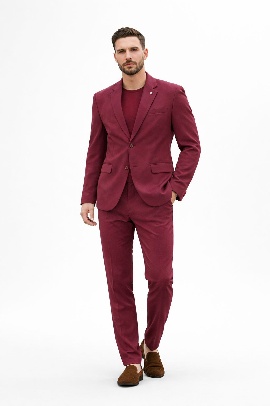 Burgundy Soft-Tailored Suit Set