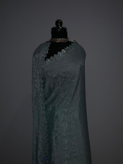 Sky Blue Jacquard Chiffon Saree