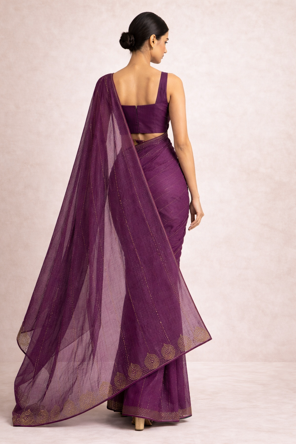 Plum Purple Embellished Saree