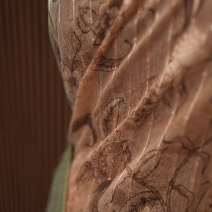 Digital organza Green saree with zari weaving work