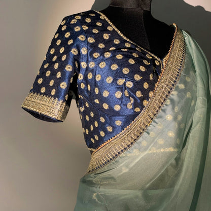 Green art silk saree with Zari weaving